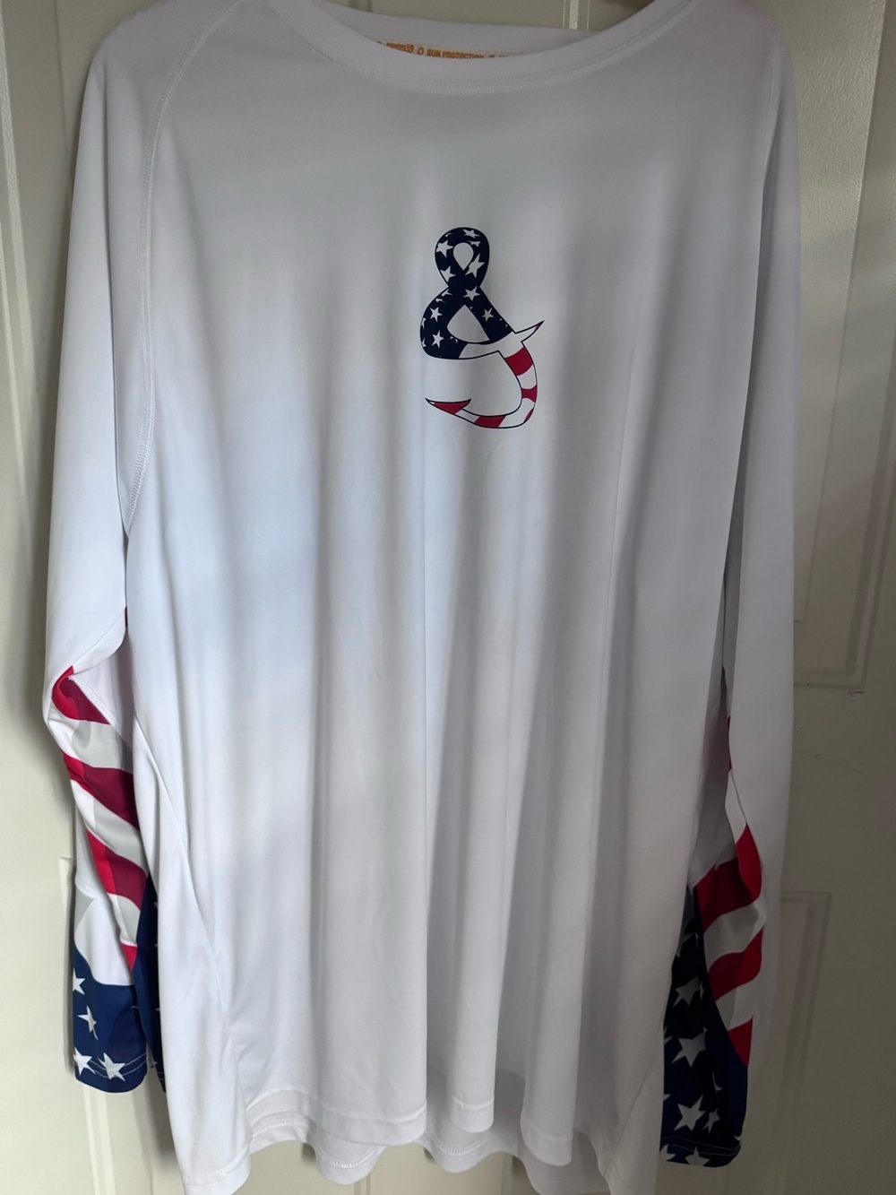 Hook and Tackle Patriotic Mens Liberty Fishing Shirt - White-SZ 2XL